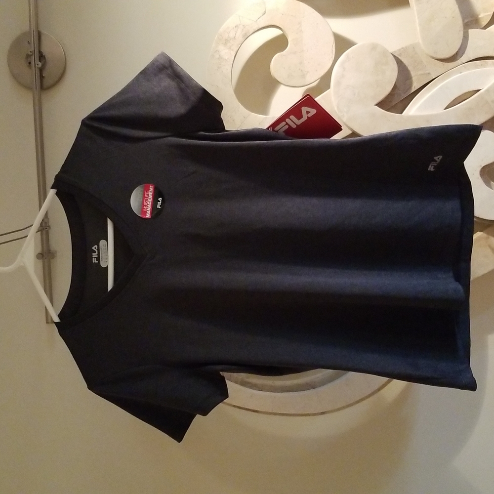 Medium Dark Grey Fila Short Sleeve Sports Top
